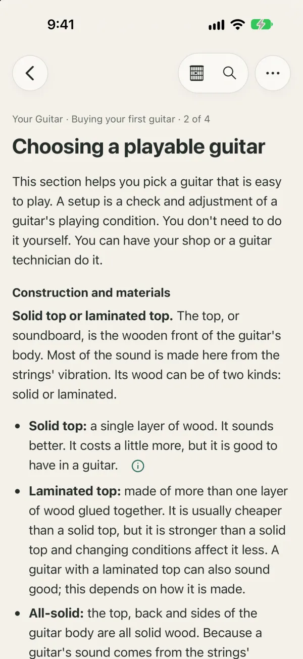 Lesson: choosing a playable guitar