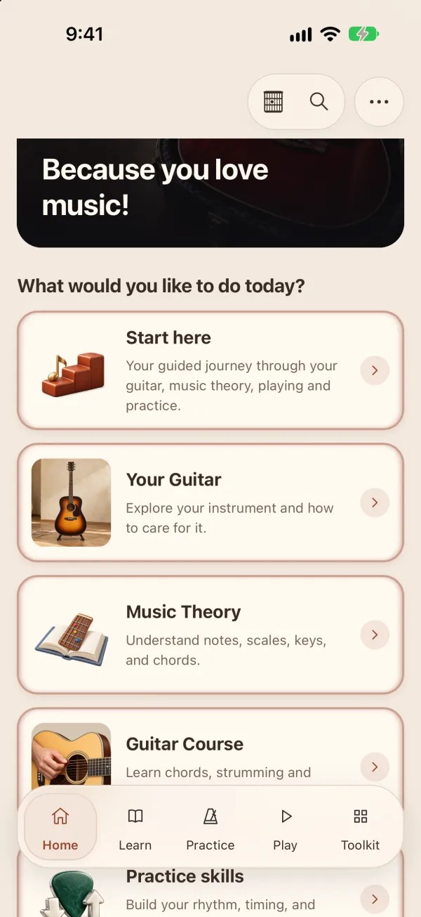 Home screen in the Sand and Terracotta theme